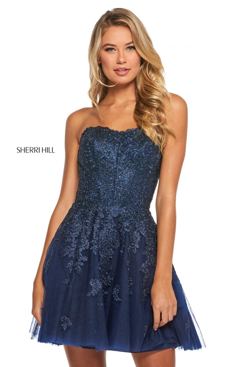 Sherri Hill Dress 53099 - Strapless Short A-Line with Lace