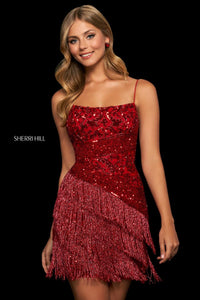 Sherri Hill Dress 53933 - Spaghetti Strap Fringe Mini Dress