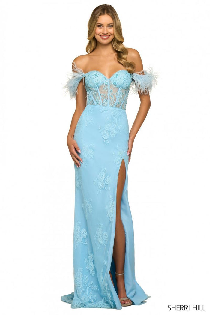Sherri Hill Dress 55068 - Off-Shoulder, Long Fitted Silhouette