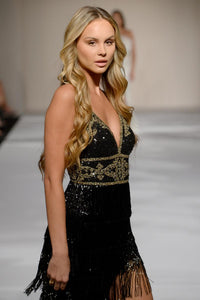 Sherri Hill Dress 55080 - V-Neck Fringe Mini Dress