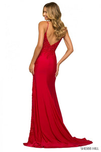 Sherri Hill Dress 55359 with Plunging Neckline and High Slit