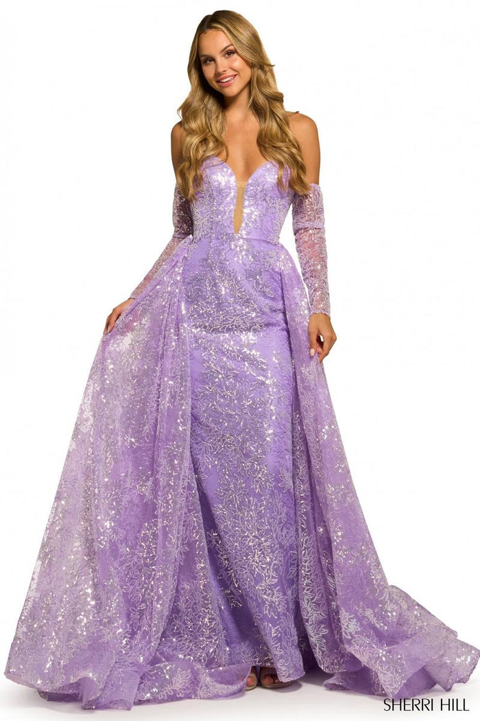 Sherri Hill Dress 55385 - Plunging Neckline A-Line Gown