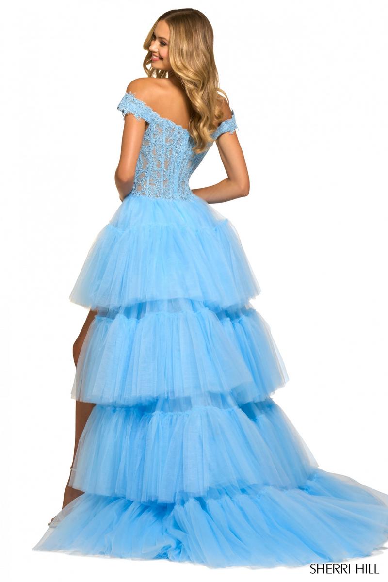Sherri Hill Dress 55420 - Off-Shoulder High-Low Ballgown