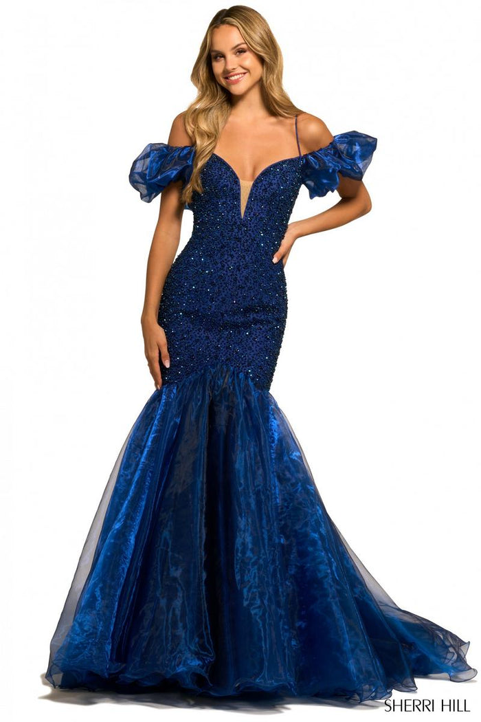 Sherri Hill Dress 55422 - Off-Shoulder Mermaid Gown