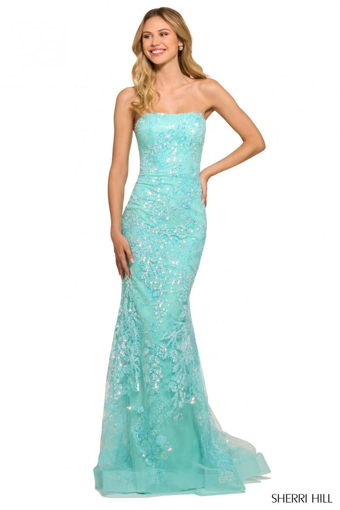 Sherri Hill Dress 55501 Strapless Long Fit and Flare