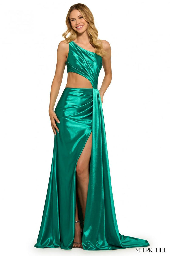 Sherri Hill Dress 55537 - One-Shoulder Cutout Fitted Gown