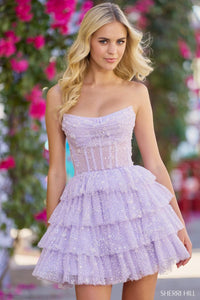 Sherri Hill Dress 55824 - Strapless Short Tiered A-Line