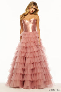 Sherri Hill Dress 55928 Strapless Ballgown with Tiered Skirt