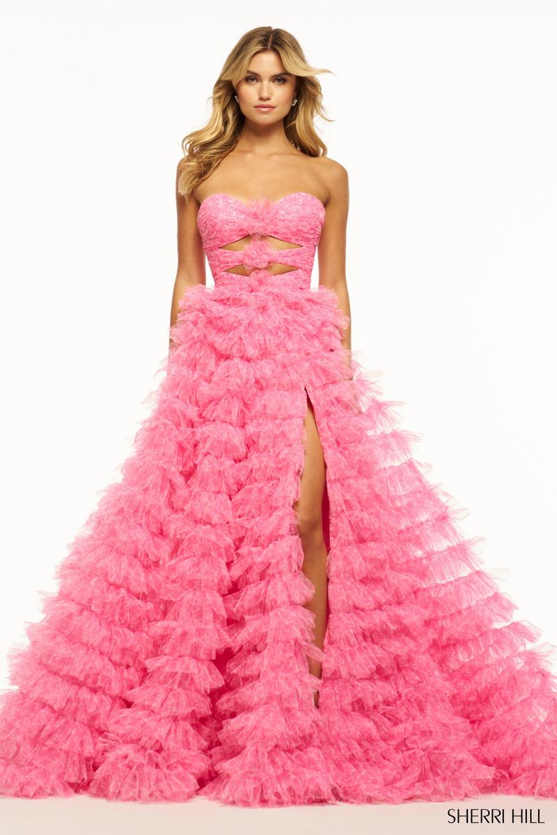 Sherri Hill Dress 55981 - Strapless Ruffled A-Line Gown