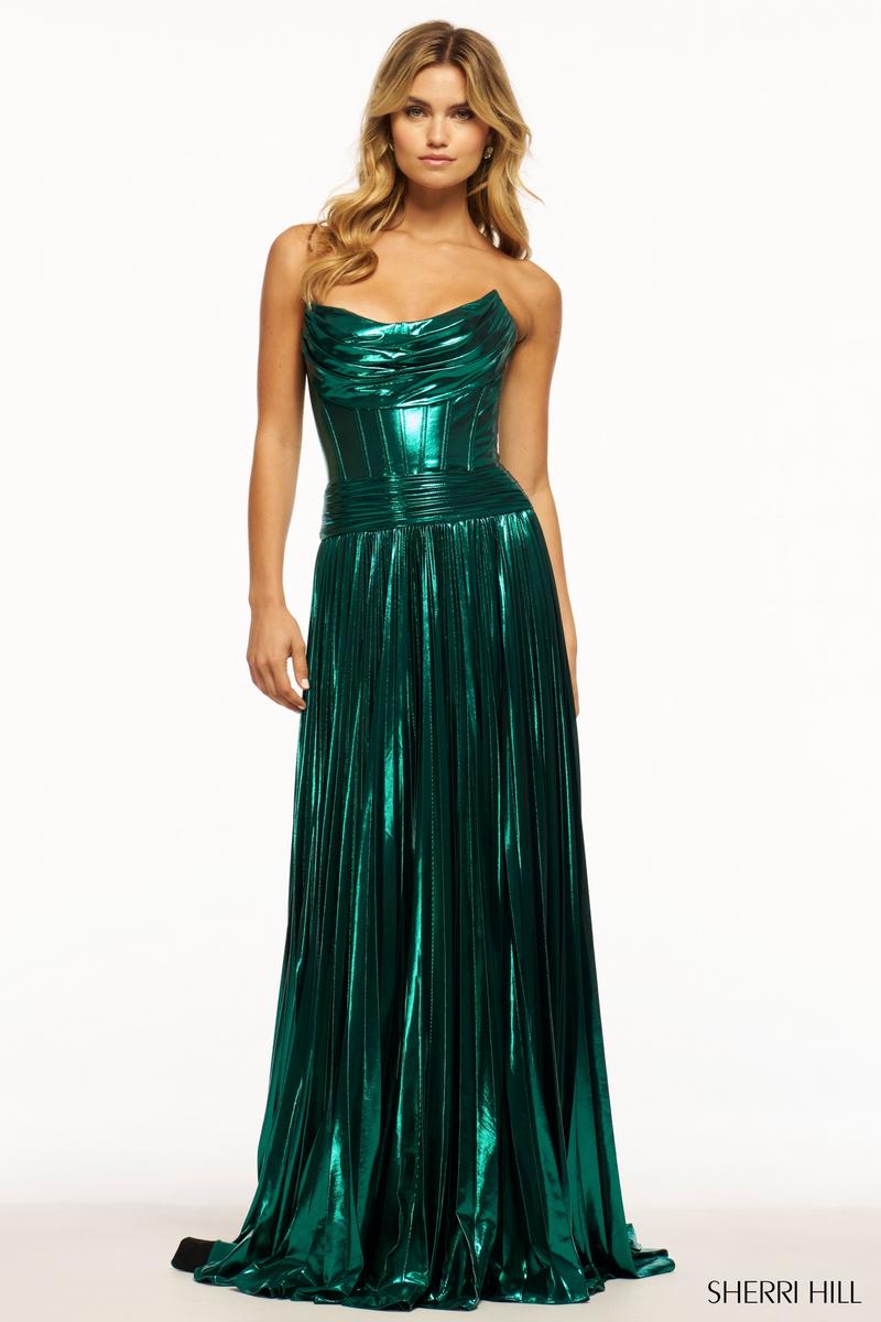 Sherri Hill Dress 56020 - Strapless Metallic A-Line Gown