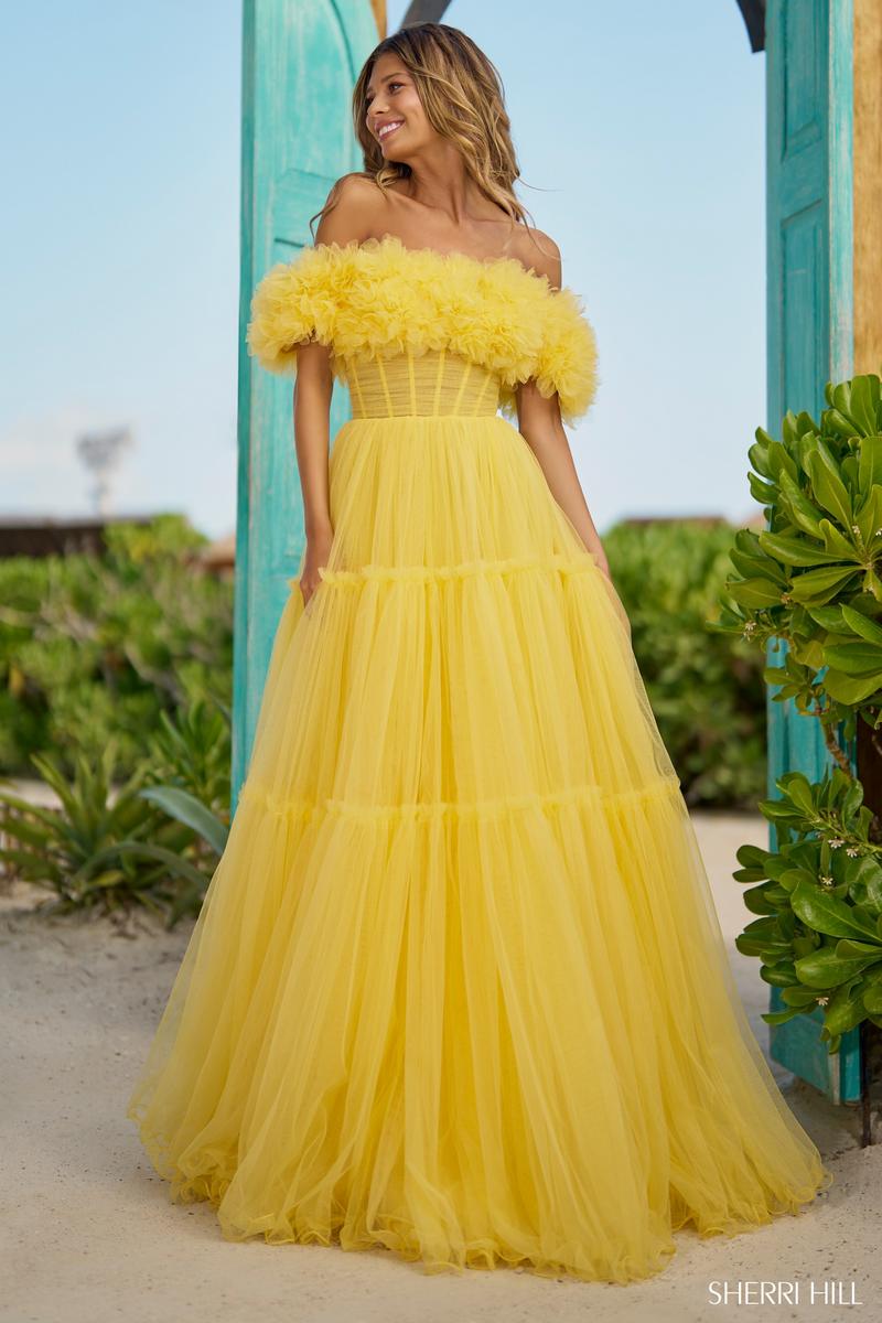 Sherri Hill Dress 56173 - Off-Shoulder Tulle Ballgown