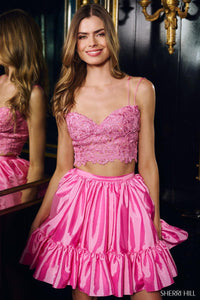 Sherri Hill Dress 56659 - Lace Crop Top with A-Line Skirt