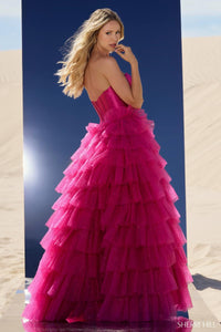Sherri Hill Dress 56804 - Strapless High-Low Ruffled Ballgown