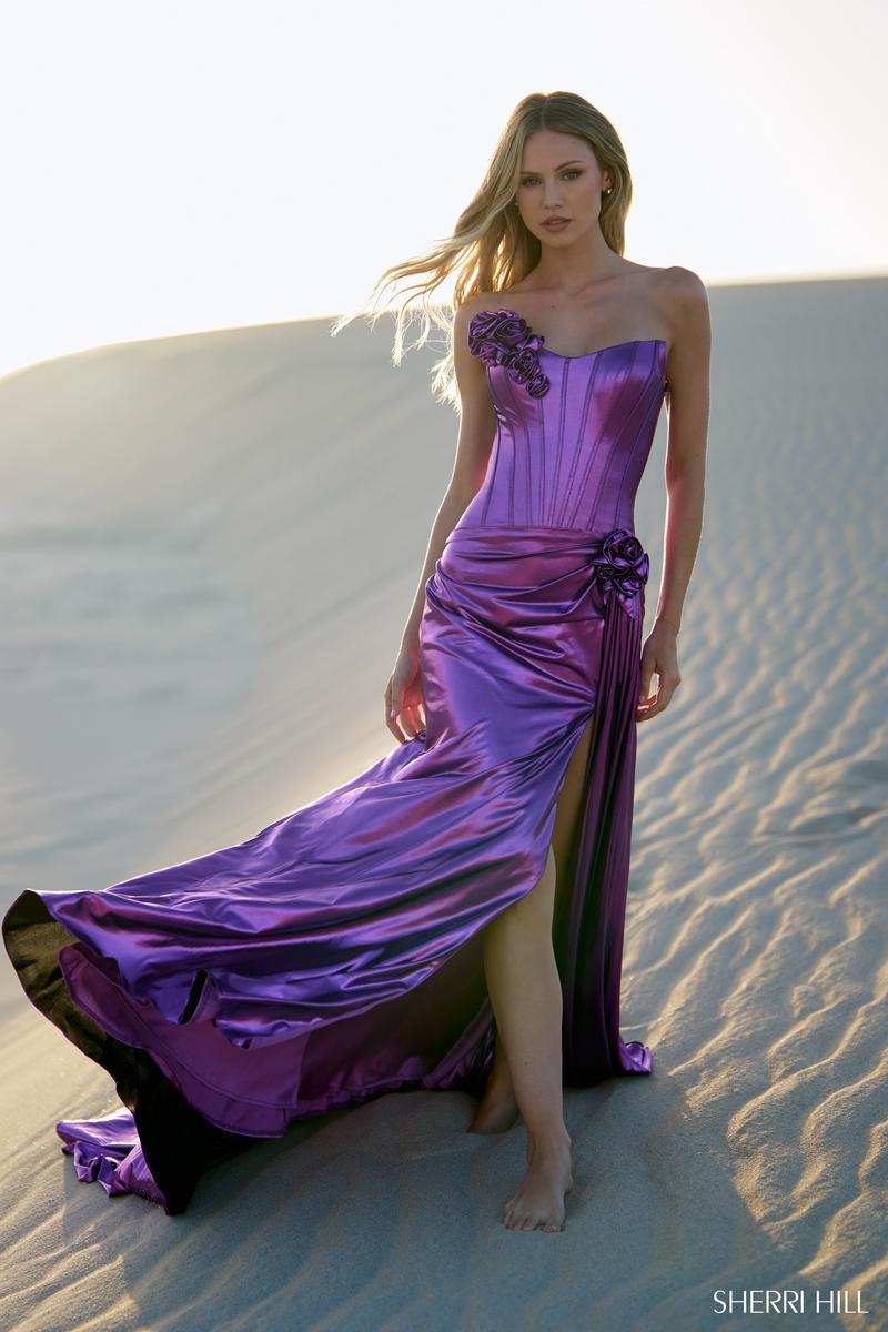 Sherri Hill 56839 Metallic Strapless Long Fitted Dress Sherri Hill 56839 Metallic Strapless Long Fitted Dress