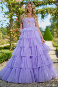 Sherri Hill Dress 56884 - Strapless Sparkle Tulle Ballgown with Ruffles & Rosette