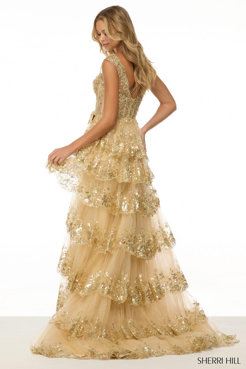 Sherri Hill Dress 57000 - Illusion Neckline, Long A-Line Gown