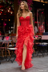 Sherri Hill Dress 57018 - Strapless High-Low Ruffled Gown