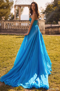 Sherri Hill Dress 57030 – Strapless Sweetheart Satin Gown with Beaded Bodice & High Slit