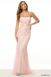 Sherri Hill Dress 57033 – Strapless Beaded Sheath Gown with Bow Detail