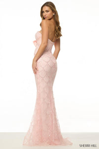 Sherri Hill Dress 57033 – Strapless Beaded Sheath Gown with Bow Detail