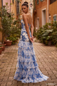 Sherri Hill Dress 57114 Strapless Floral Fit and Flare Sherri Hill Dress 57114 Strapless Floral Fit and Flare