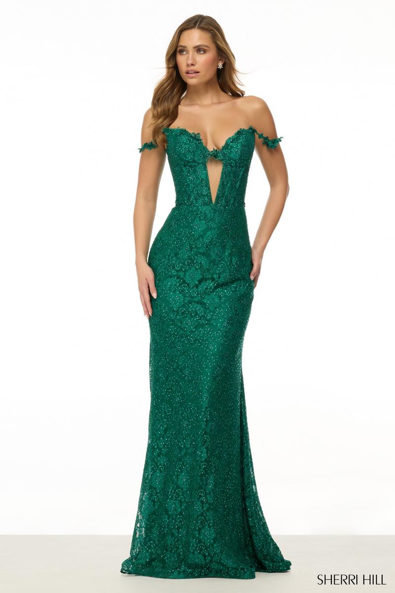 Sherri Hill Dress 57178 - Off-Shoulder Long Fitted Gown