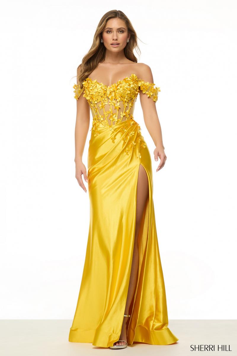 Sherri Hill Dress 57201 - Off-Shoulder Long Fitted Gown