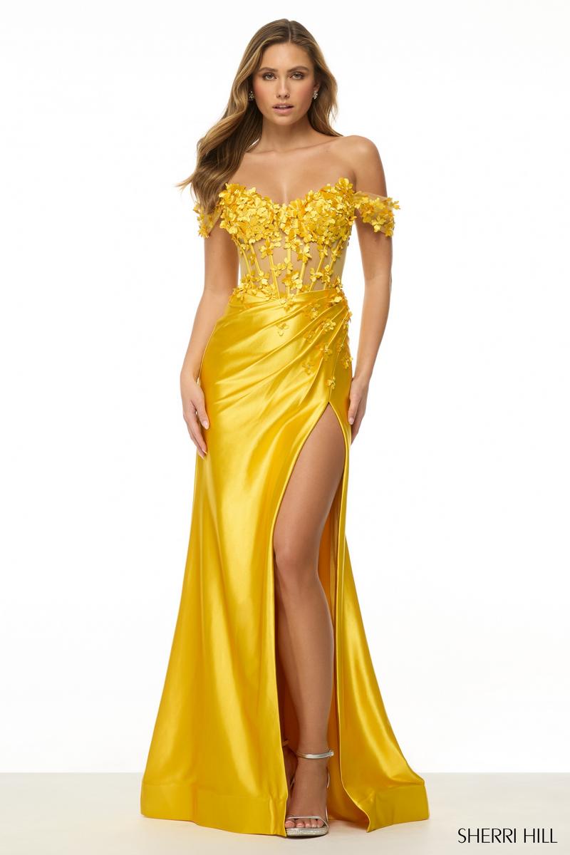 Sherri Hill Dress 57201 - Off-Shoulder Long Fitted Gown