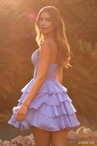 Sherri Hill Dress 57277 - V-Neck Short A-Line with Ruffled Skirt