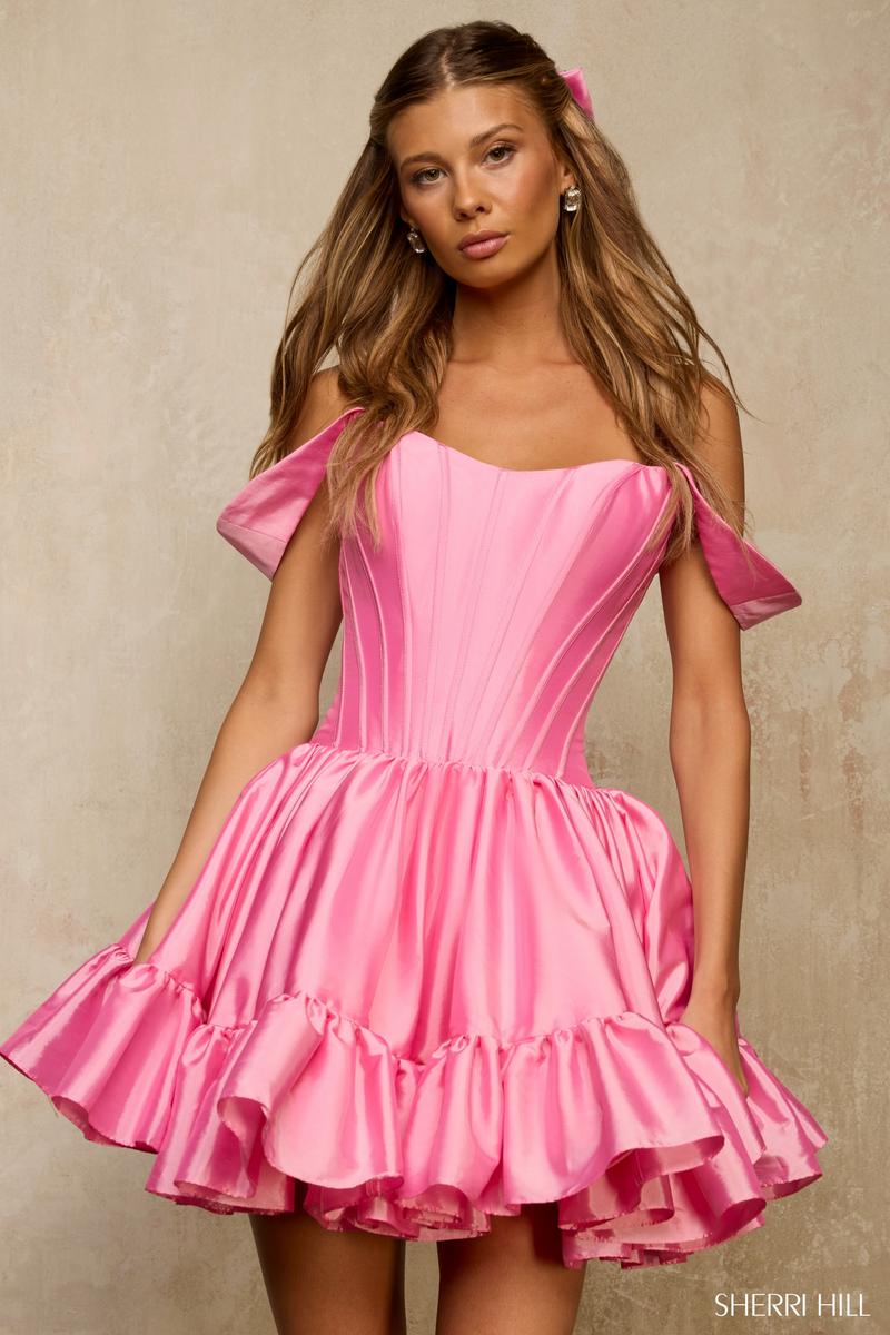 short pink sherri hill dress Sherri Hill 57456 Twirl Prom