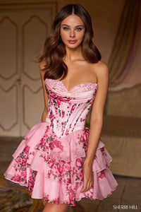 Sherri Hill 57296 - Strapless Ruffle Corset Dress