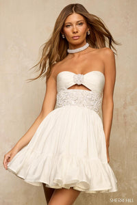 Sherri Hill Dress 57382 - Strapless Short A-Line with Embellished Waist
