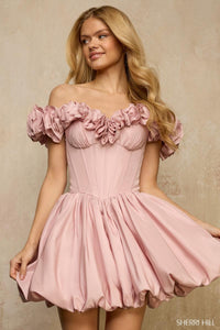 Sherri Hill Dress 57394 Off-Shoulder Short Bubble Hem