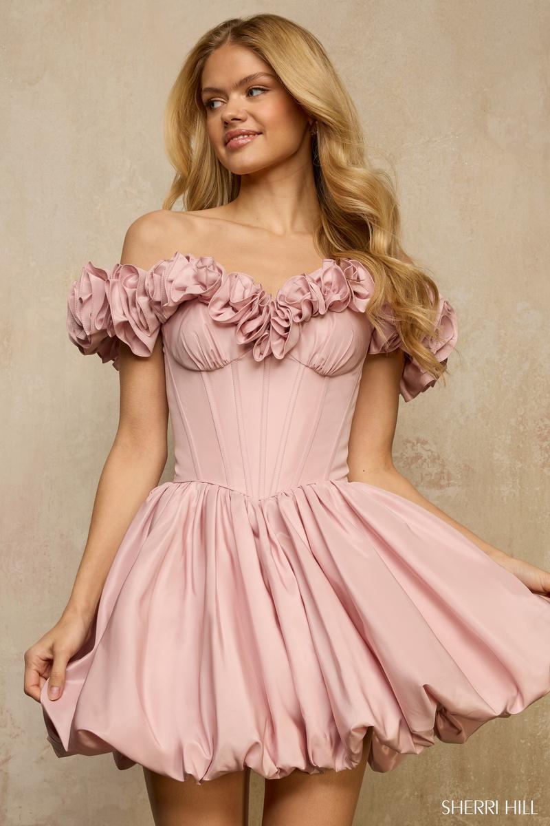 Sherri Hill Dress 57394 Off-Shoulder Short Bubble Hem