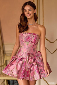 Sherri Hill Dress 57468 Strapless Short A-Line with Floral Print