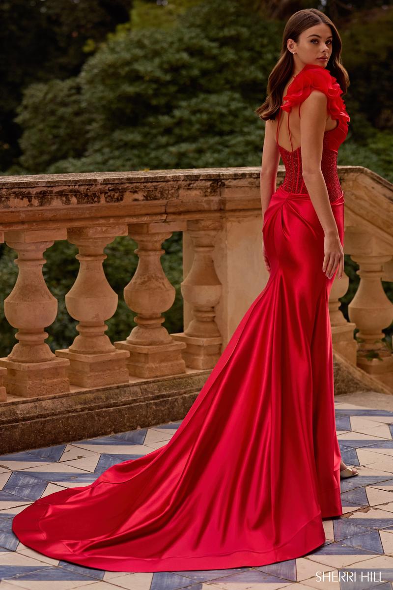 Sherri Hill Dress 57475 - One-Shoulder, Floor-Length, Fitted Silhouette