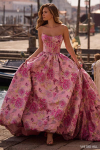 Sherri Hill Dress 57515 Strapless Ballgown with Floral Print