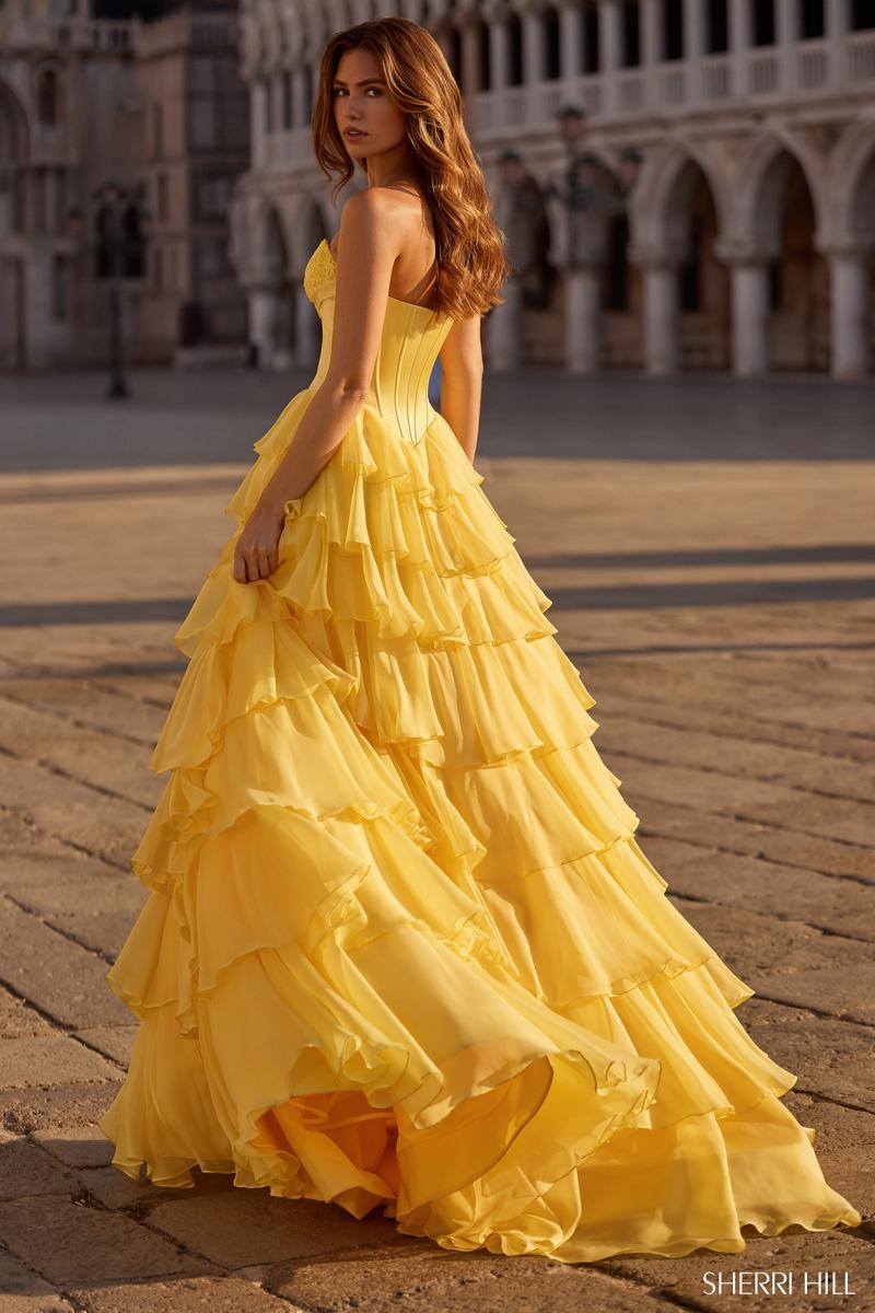 sherri hill gold strapless dress SHERRI HILL - 56757
