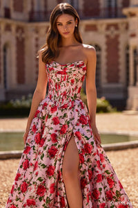 Sherri Hill Dress 57723 - Strapless Floral A-Line Gown