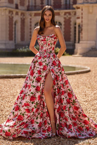 Sherri Hill Dress 57723 - Strapless Floral A-Line Gown