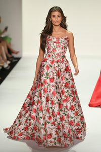 Sherri Hill Dress 57723 - Strapless Floral A-Line Gown