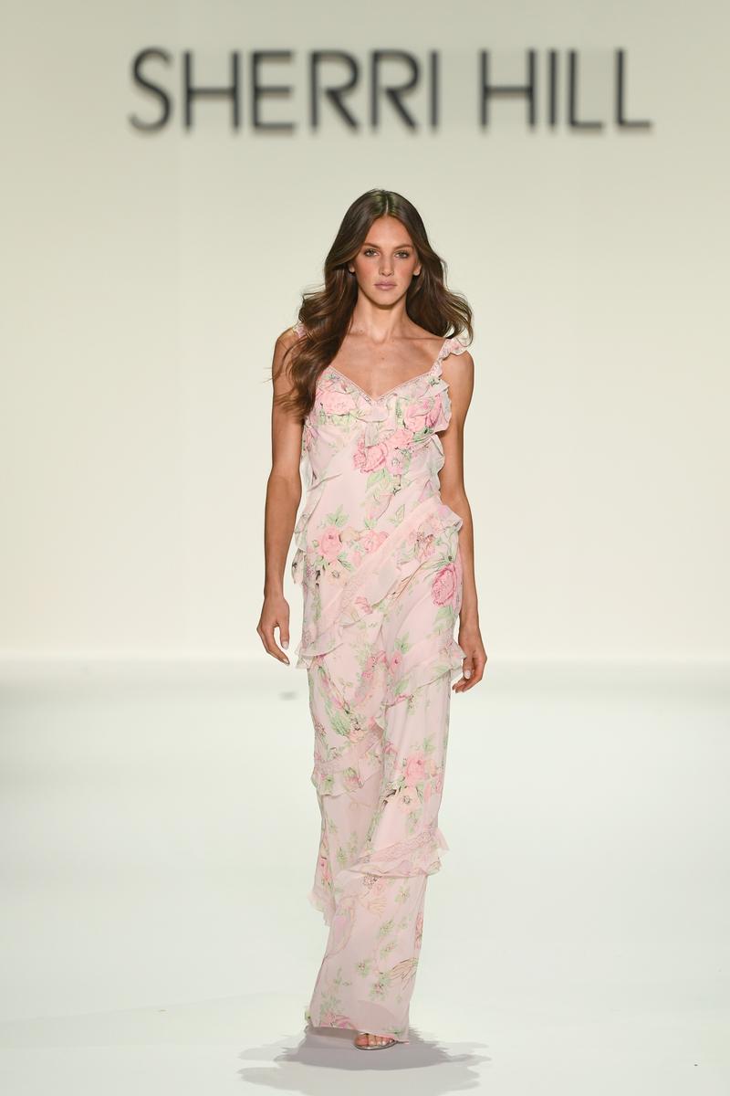 Sherri Hill Dress 57782 - V-Neck Floral Maxi Dress