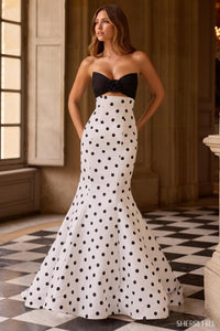 Sherri Hill Dress 57800 - Strapless Polka Dot Fitted Gown