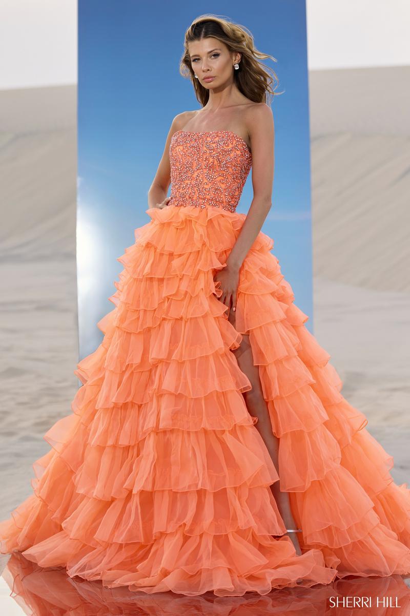Sherri Hill Dress 67004 - Strapless Ruffled Ballgown