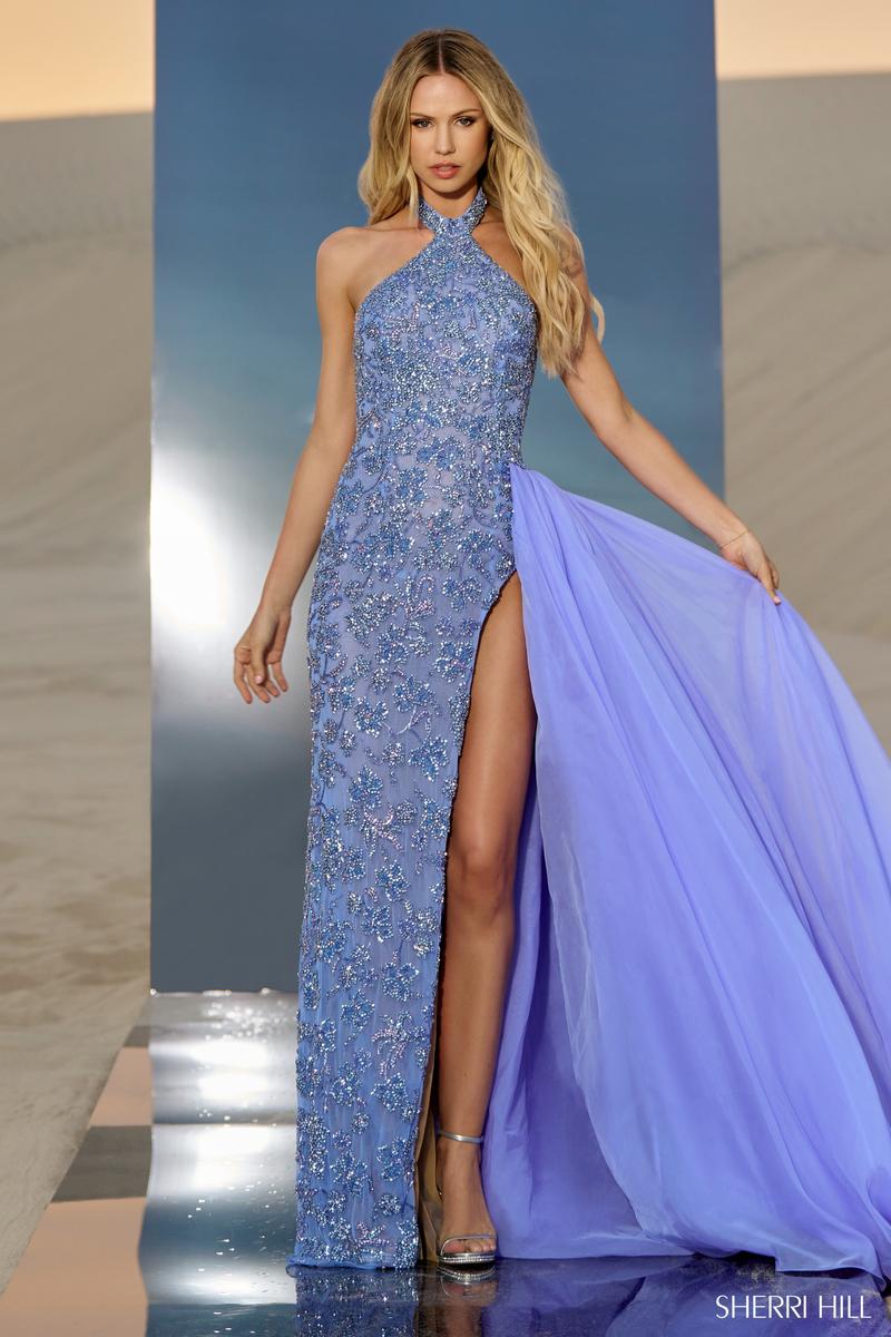 Sherri Hill Dress 67005 - Halter Neckline, Long Length, Fit and Flare Silhouette