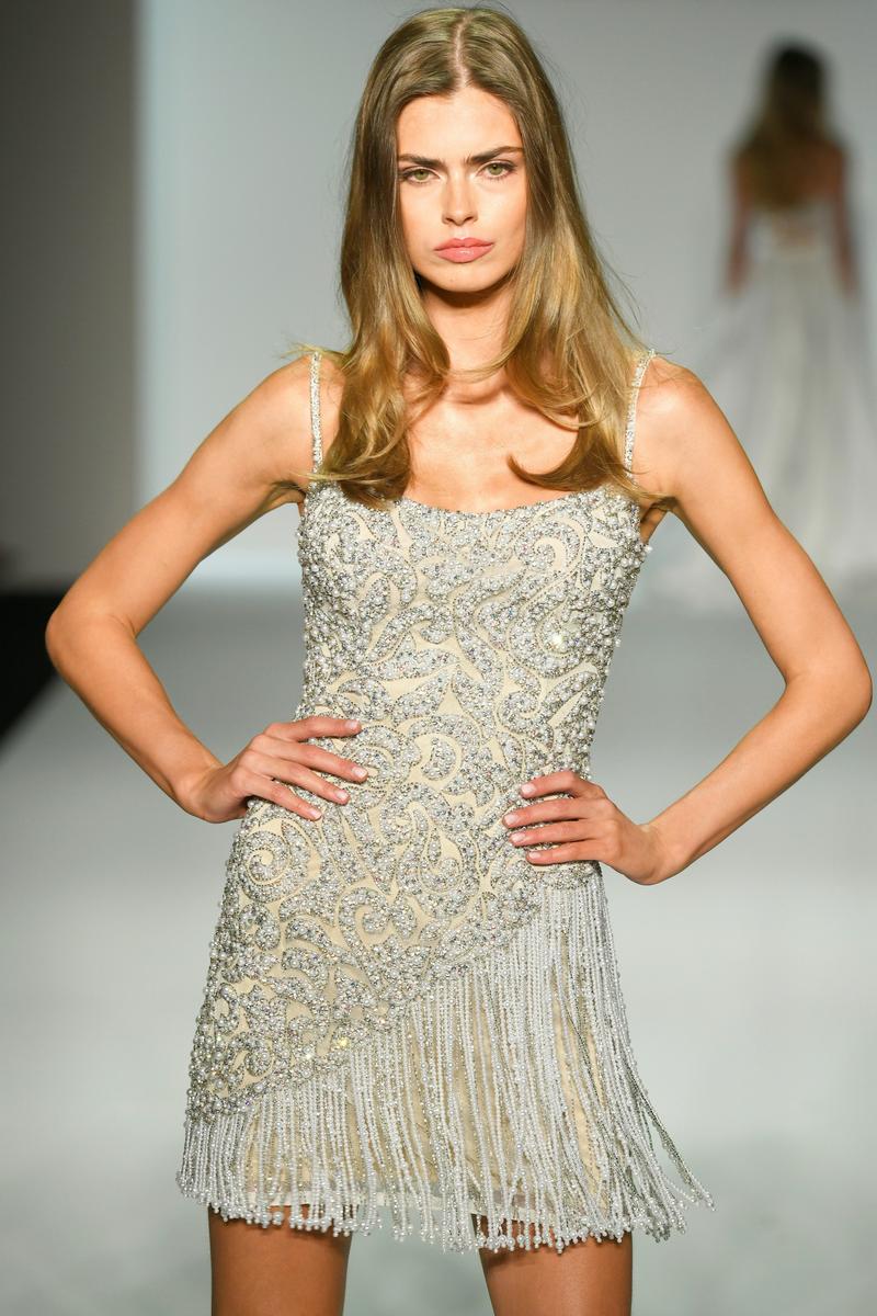 Sherri Hill Dress 67052 - Beaded Mini Dress with Spaghetti Straps