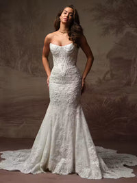 34840-Enchanting Beaded Lace Motif Chantilly Lace Wedding Dress