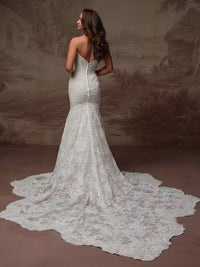 34840-Enchanting Beaded Lace Motif Chantilly Lace Wedding Dress