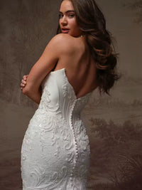 34840-Enchanting Beaded Lace Motif Chantilly Lace Wedding Dress