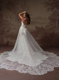 34840-Enchanting Beaded Lace Motif Chantilly Lace Wedding Dress